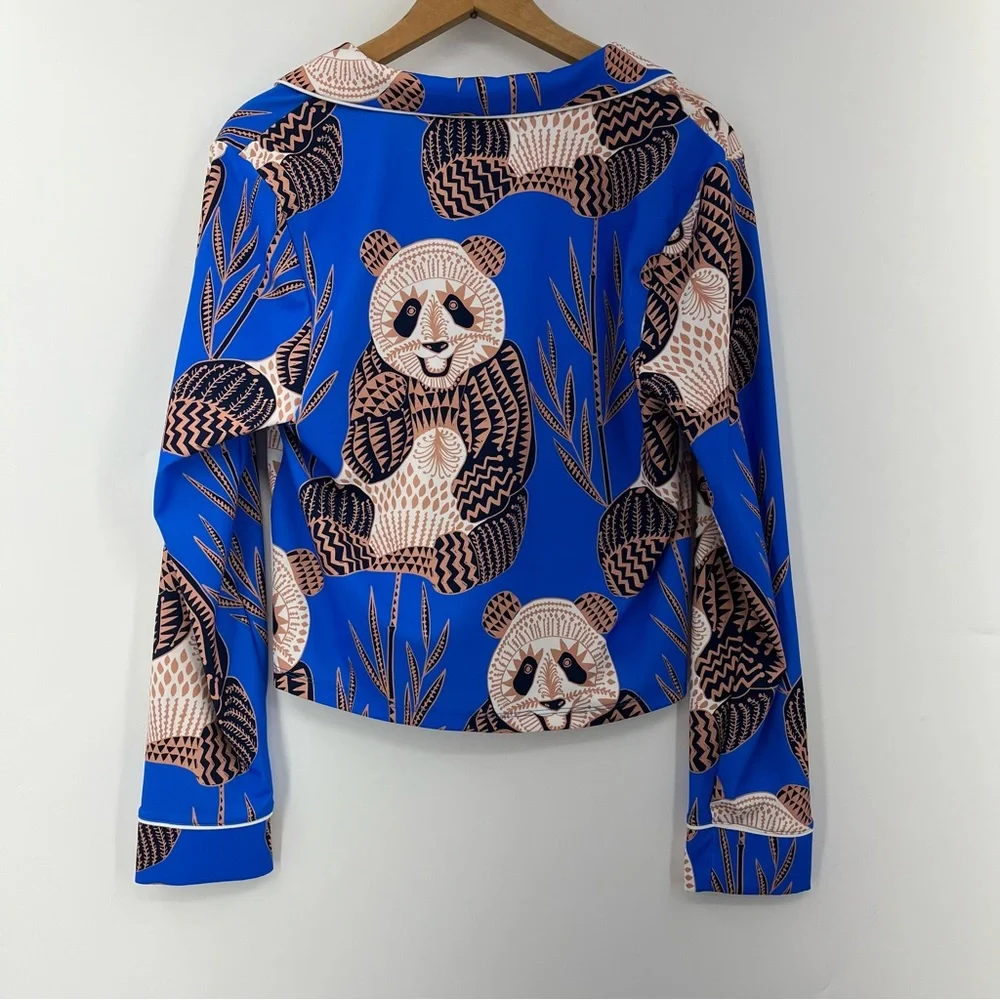 Noli S Panda pajama set long sleeve pants 0372 button up soft blue small - Picture 10 of 16
